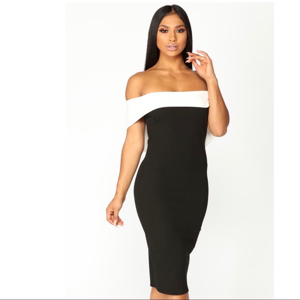 Black and White Off Shoulder Dress